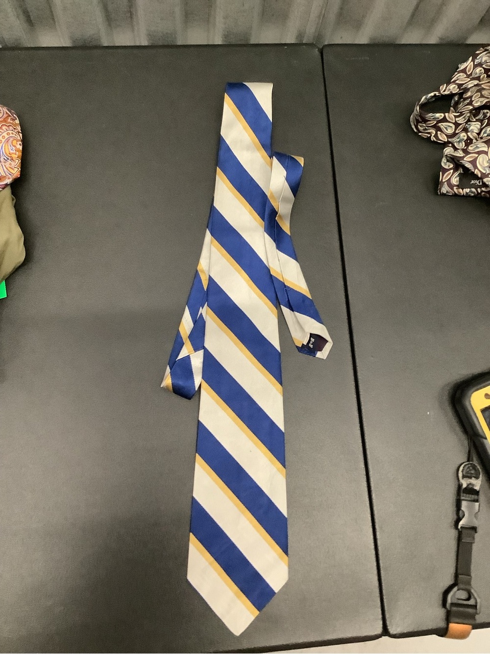 Polo by Ralph Lauren Blue, White and Gold Diagonal Stripe Tie